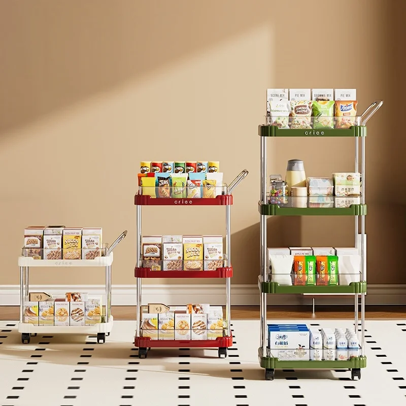 Snack cart storage rack for shelves - multi-level floor-standing home living room clutter organizer rack