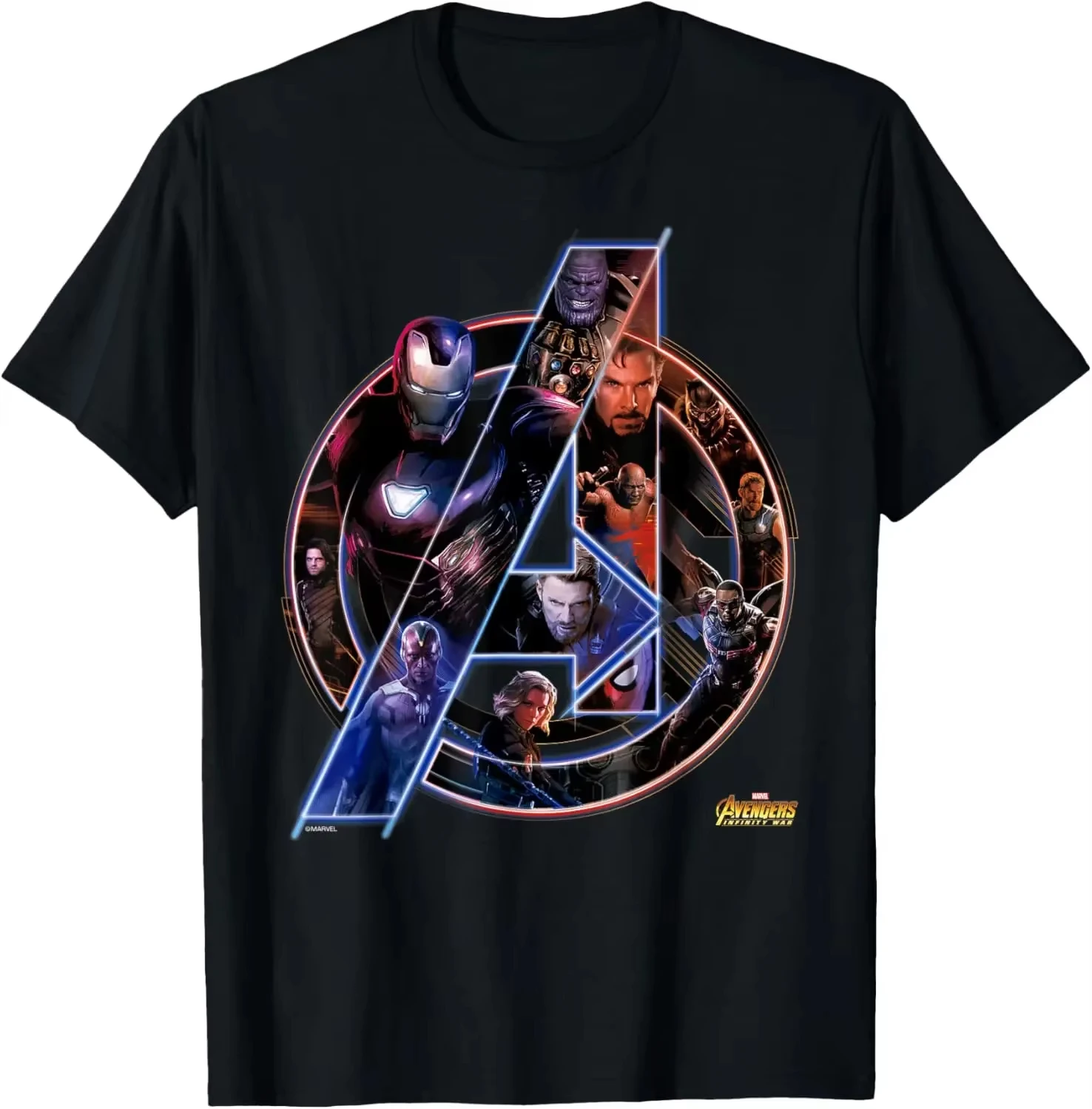 Marvel Genuine Authorized New Marvel Movie Avengers Text Printing T-Shirt Comfortable Loose Men's and Women's Same Top