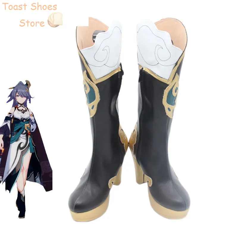 

Game Honkai Impact 3 Fu Hua Cosplay Shoes Halloween Carnival Boots Cosplay Prop PU Leather Shoes Costume Prop