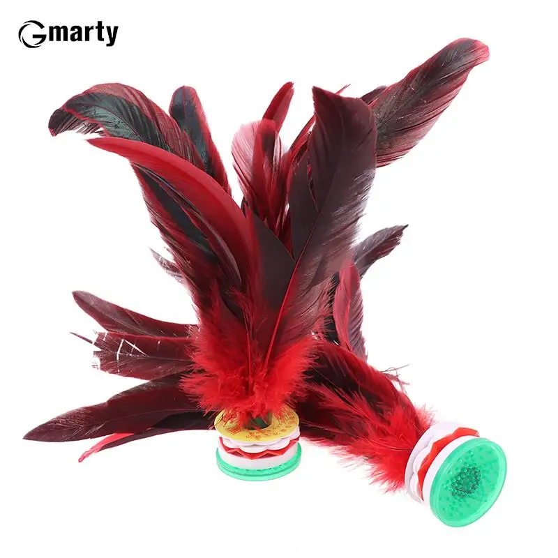 2pcs Feather Jianzi Colorful Feathers Shuttlecock Portable Foot Kick Handwheel Feather Shuttlecock Fitness Entertainment