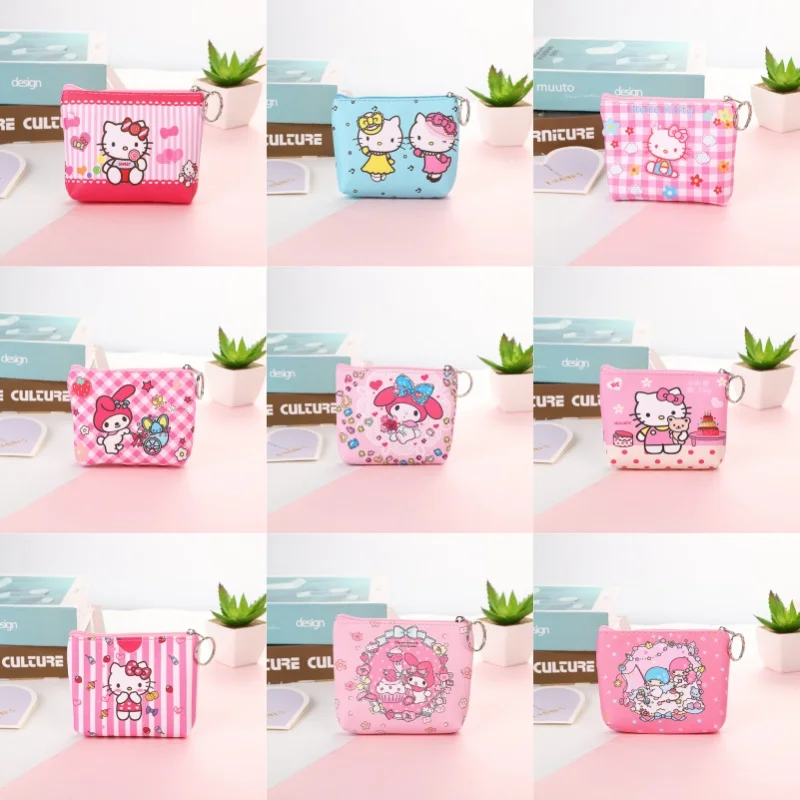 

Cute Hello Kitty Wallet Kawaii Cartoon Anime Women Accessories Desktop Toy Display Storage Student Girls Gifts Wholesale