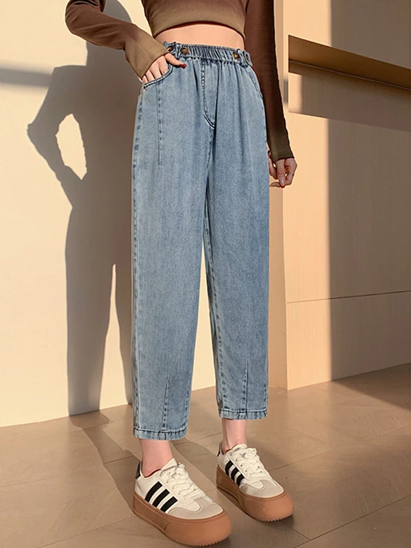 High Waist Wide Leg Jeans Women's Summer New Slimming Nine Point Pants Thin Model High Waist Jeans Casual Loose Fit Jeans