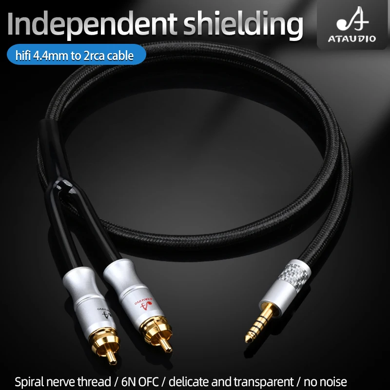 HiFi 4.4mm Balanced to 2RCA Male Audio Cable Hi-end 6N OFC Spiral Nerve Independent Shielding for Sony WM1a 1z zx300