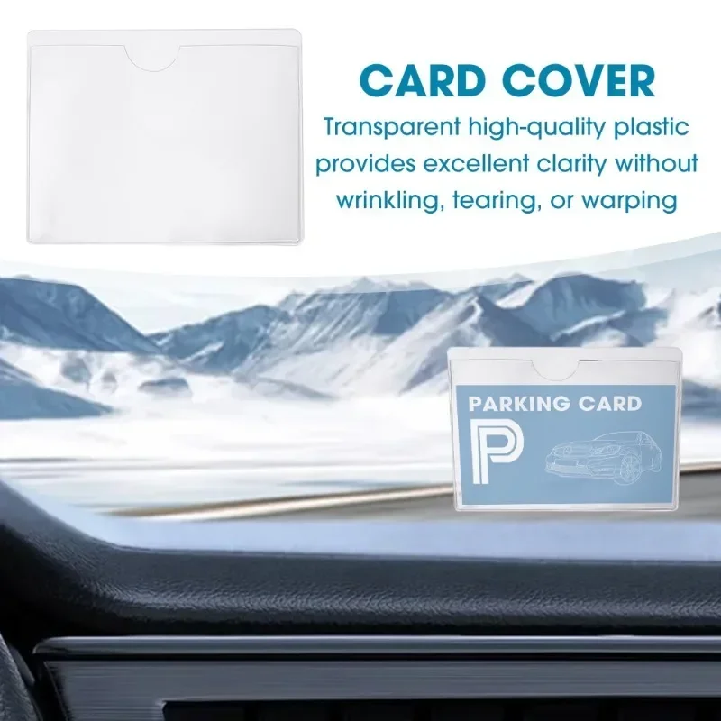 1-20pcs Car Self-adhesive Clear Label Bag Plastic Cover Pocket Card Holder Transparent Windshield Parking Permit Card Bag
