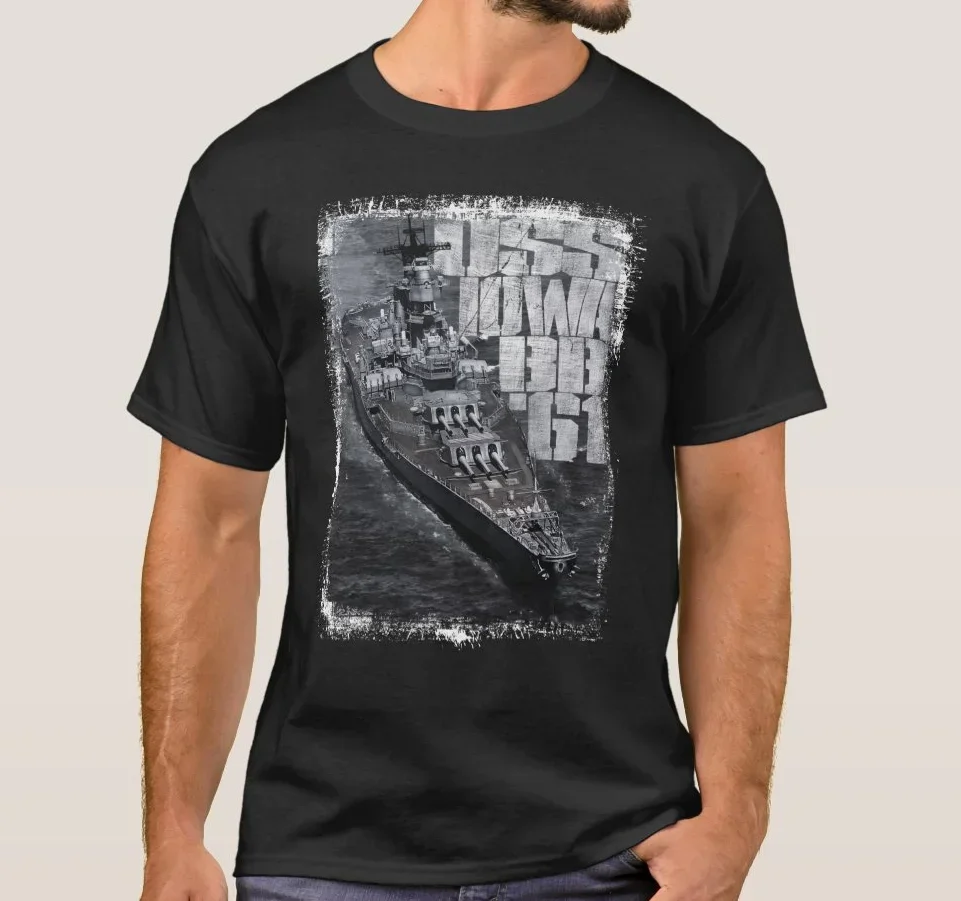 

Vintage USS Iowa BB-61 Battleship Printed T-Shirt 100% Cotton O-Neck Summer Short Sleeve Casual Mens T-shirt Size S-3XL