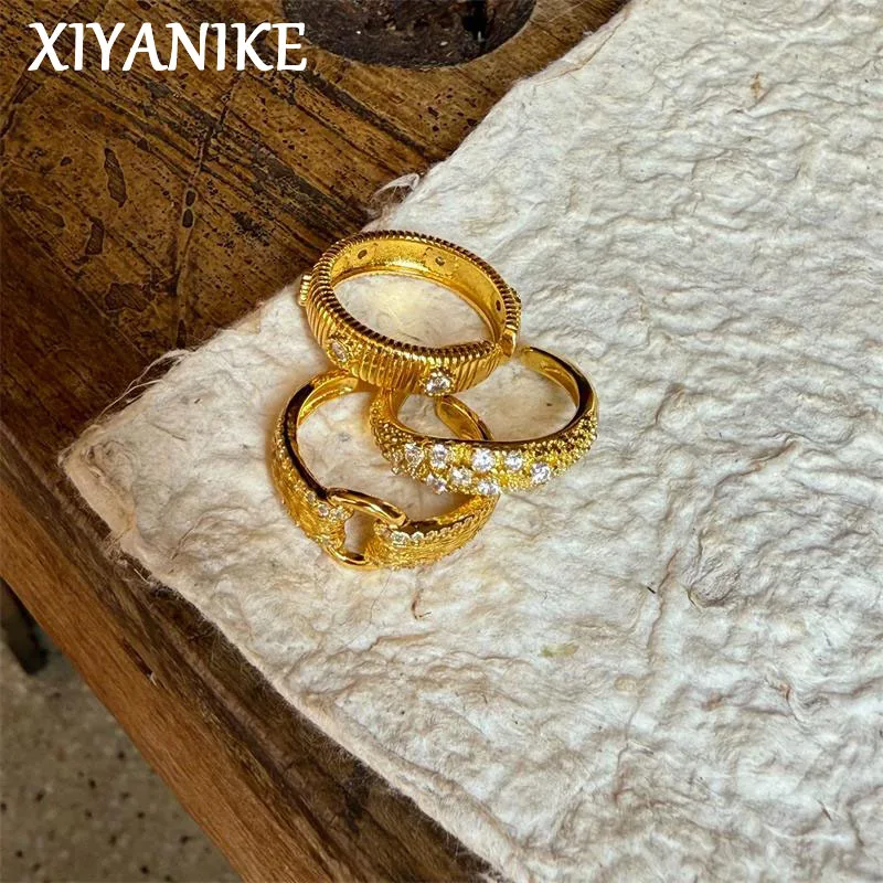 

XIYANIKE Gold Color Zircon Adjustable Finger Rings For Women Fashion New Jewelry Gift Party кольцо женское