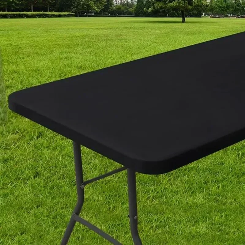 4/5/6/8ft Stretch Rectangular Tablecloth Olanly Washable and Wrinkle Resistant Patio Table Cover Waterproof Polyester Tablecloth