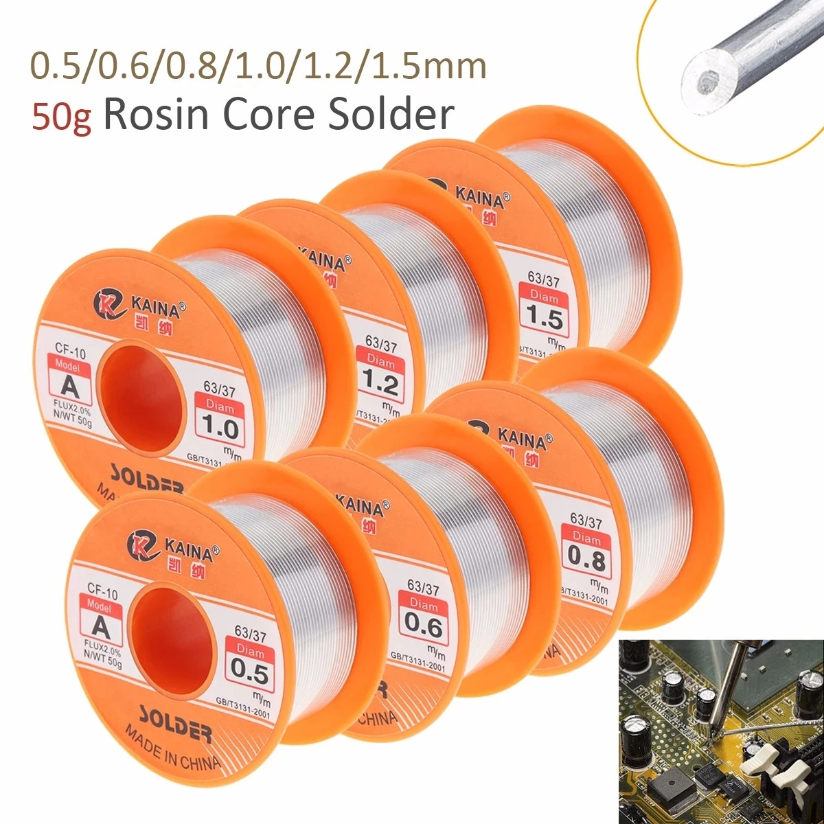 Solder Wire 0.5/0.6/0.8/1/1.2/1.5mm 63/37 Solder with Flux Tin Welding Wire Rosin Core Solder  Soldering Wires