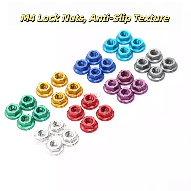 1/10 Scale RC Car Parts, High Quality Aluminum Alloy Flange Lock Nuts, Durable Modification Accessories
