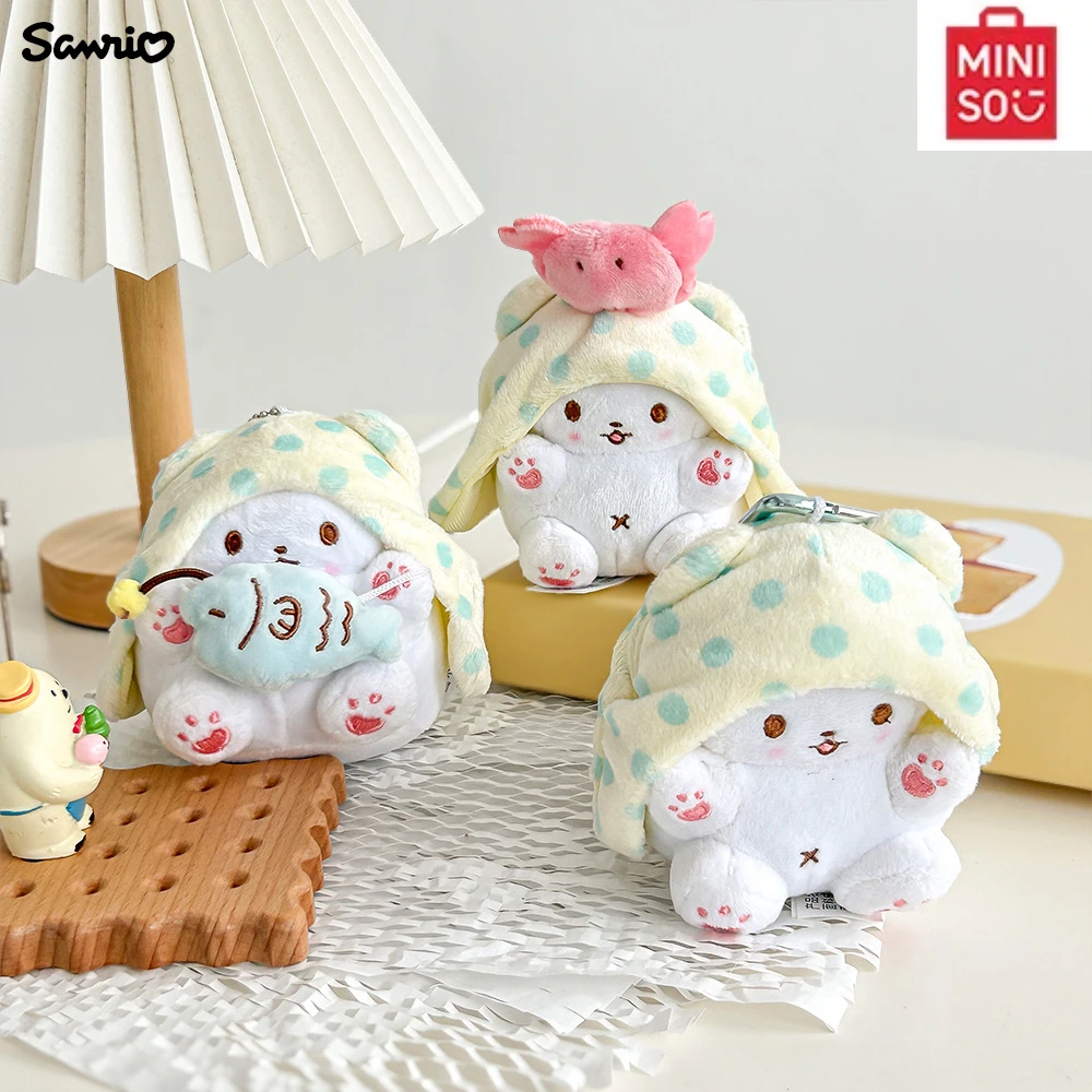 Miniso Sanrioed Blanket Stuffed Toys Cute Bag Decorative Pendants Kawaii Cartoon Stuffed Plushie Soft Doll Keychain Kids Gift