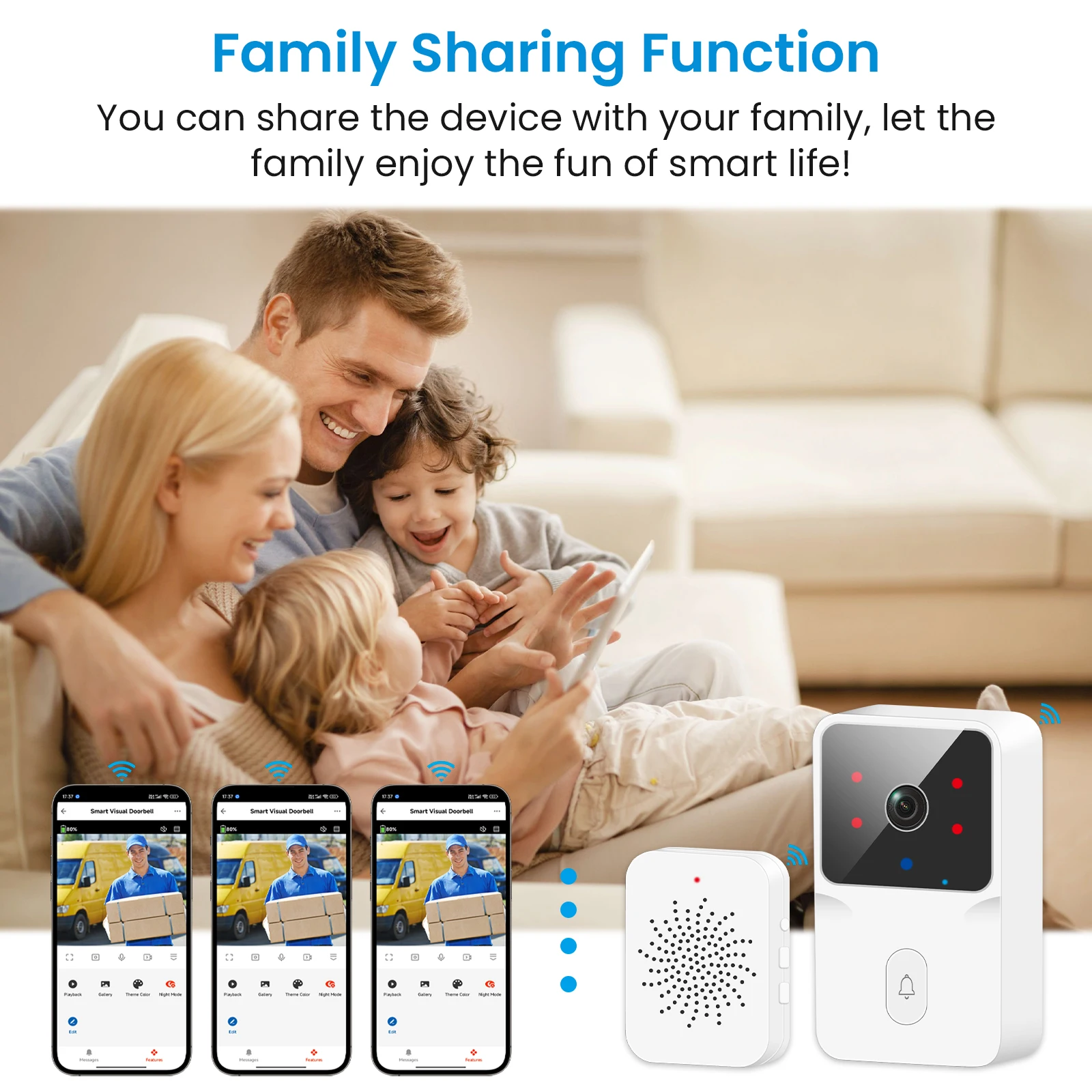 QCSMART Tuya Smart Life WiFi Video Doorbell Camera 2.4Ghz Remote Real-time Conversation Outdoor Security System