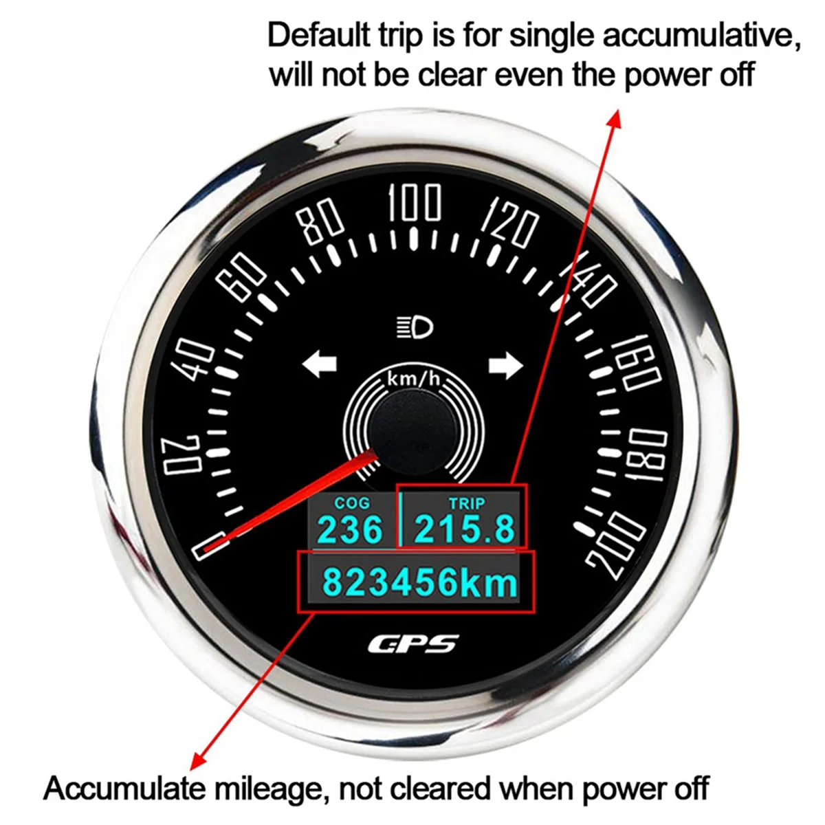 85MM GPS Speedometer with GPS Antenna 7Colors Backlight Digital LED Odometer Gauge for 12V24V Car Boat Marine