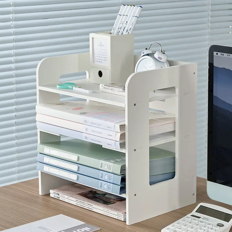 Imagem -06 - Armazenamento de Mesa com Múltiplas Camadas Prateleiras de Arquivo Espessadas Organizador para Estudantes Livros Materiais de Escritório Cosméticos Prateleiras de Exibição