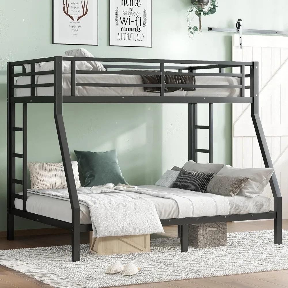 

Twin Over Full Bunk Beds for Adults,Heavy Duty Adult Bunk Beds,Metal Bunk Bed Twin Over Full with 2 Ladders for Kids,Teens,Noise