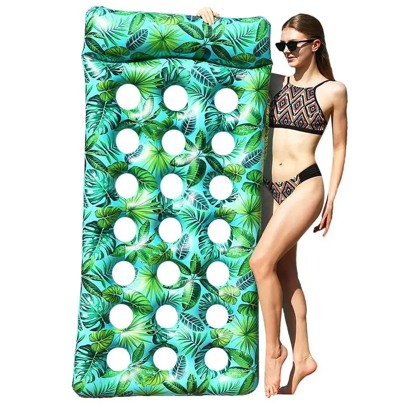 Pool Drijft Volwassen Opblaasbare Ligstoel Zwembadvlotten 21 Gaten Zwembad Ligstoel Waterhangmat Met Hoofdsteun Zwembad Floatie Zwembad