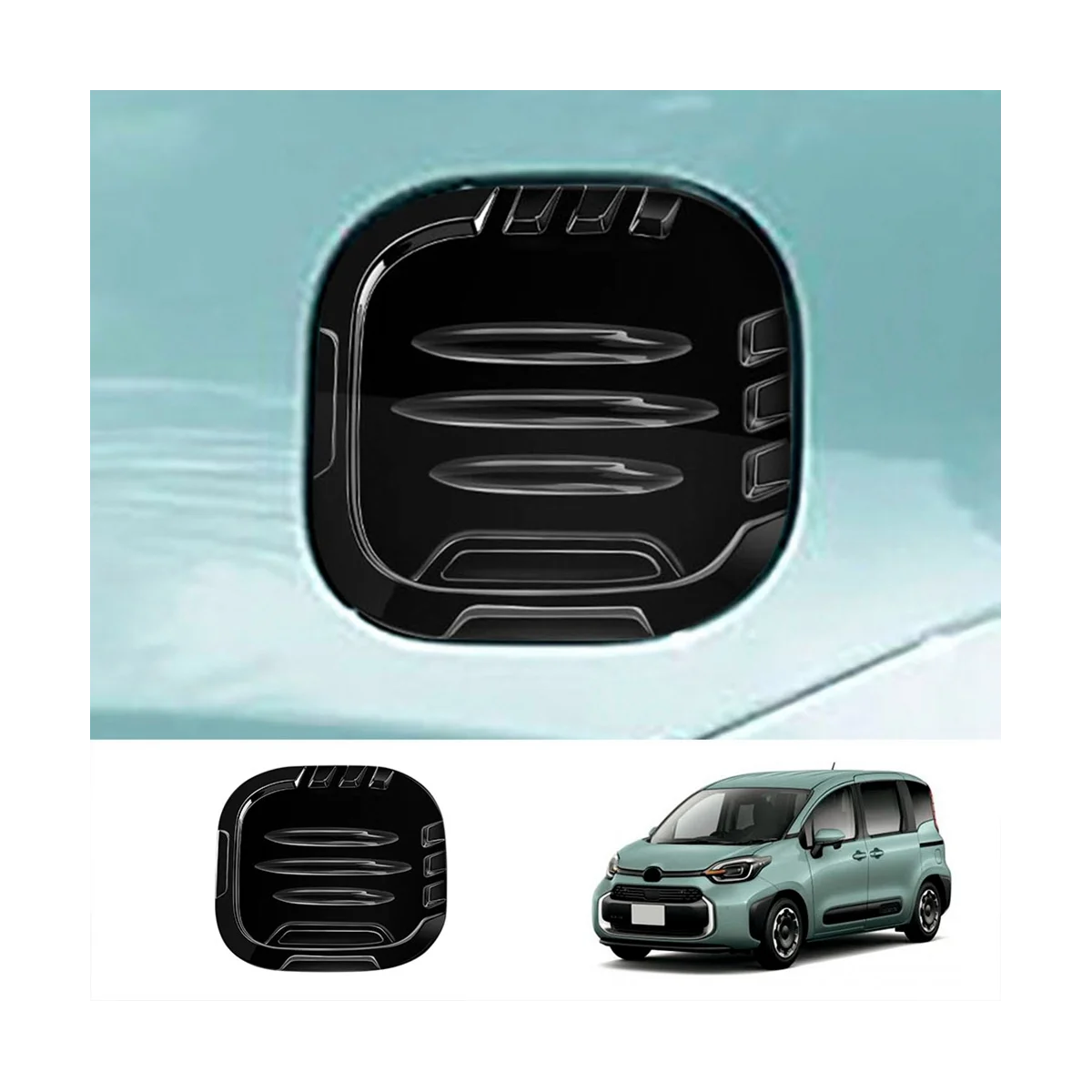 Car Fuel Tank Cap Cover Trim Oil Fuel Cap Protective for Toyota SIENTA 10 Series 2022 2023 Bright Black