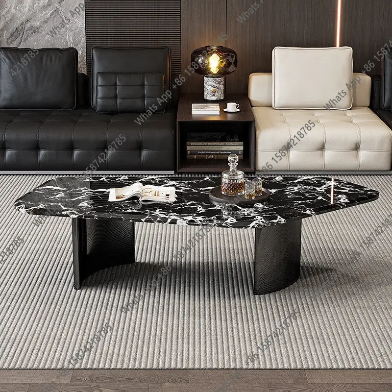 grE Rt Italian Minimalist Marble Coffee Table Stainless Steel Irregular Creative Living Room Household Small Apartment Modern Si