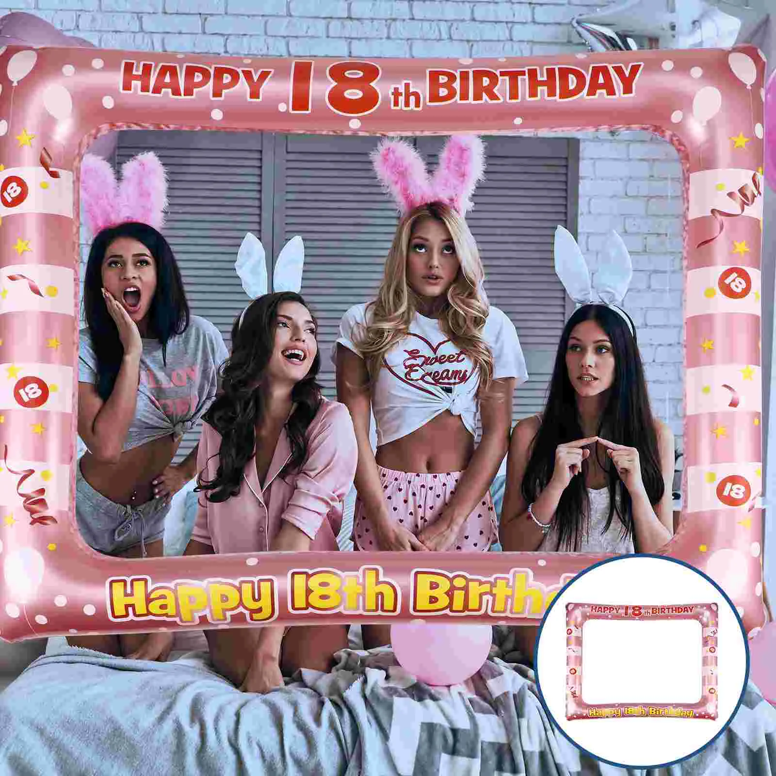 1 Pc Birthday Inflatable Photo Frame PVC Party Photo Props Supply for Age 18