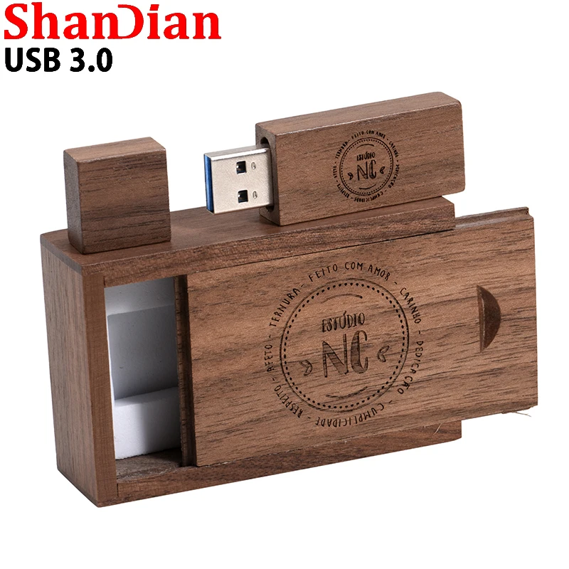 10PCS/LOT Maple Wooden Box USB 3.0 128GB Free Custom Logo Pen Drive 64GB High Speed Memory Stick 32GB 16GB 8GB 4GB Flash Drives