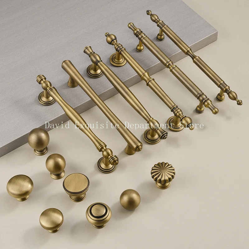 Antique Bronze Solid Brass Handles Knitted Ribbed Bedroom Wardrobes Kitchen Cabinet Long Pulls T-bar Drawers Knobs