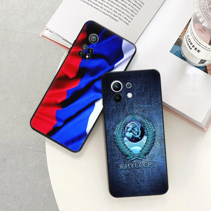 Matte Phone Case For Redmi Note 11 Pro 10 11s 10s 10a 10c Xiaomi 11t 10t Note10 Lite Vintage Russia Flag Black Soft Cover