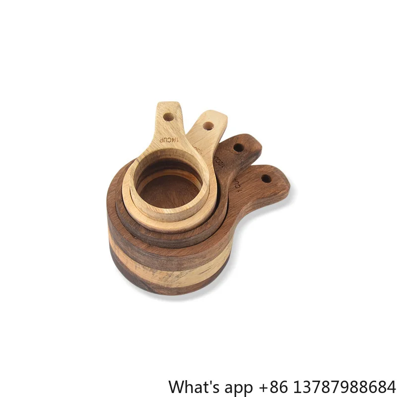 

Acacia Wood Measuring Cups Set of 4 Pieces Wooden Roasting Measuring Spoon Coffee Bean Measuring Spoon Roasting Tools
