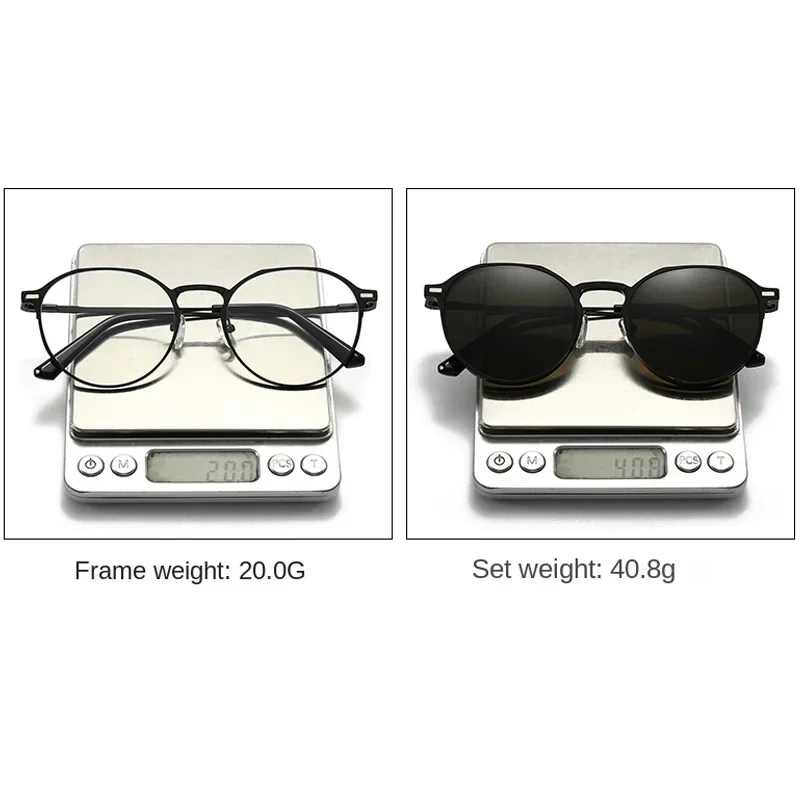 Oval 3 IN 1 Frame PolarizcL Clips Glasses Magnetic On Glasses Metal Legs Optical Eyeglass Magnet Eyeglasses  Anti Blue Light