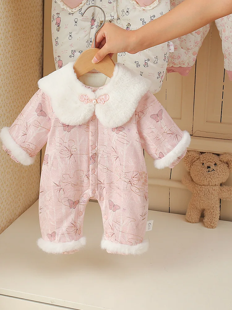 

Thiened Хлопковый китайский зимний костюм для маленьких девочек Rer, одежда принцессы на один год, одежда на день рождения, корейский Sle для поездок на работу