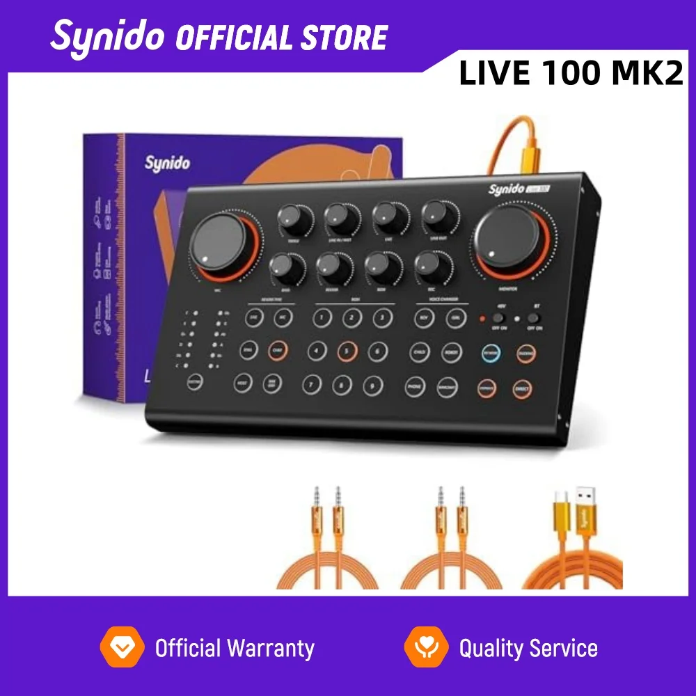 

Synido LIVE 100 MK2 Podcast Equipment Sound Card, Audio Interface Mixer, 9 Customize Sound Pads,for Live Streaming/Music Record
