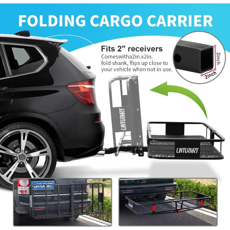 60"X21.6"X6" Hitch Cargo Carrier with Waterproof Cargo Bag(58"X20"X24"), Rust Resistant Baking Paint and Alloy Steel Material