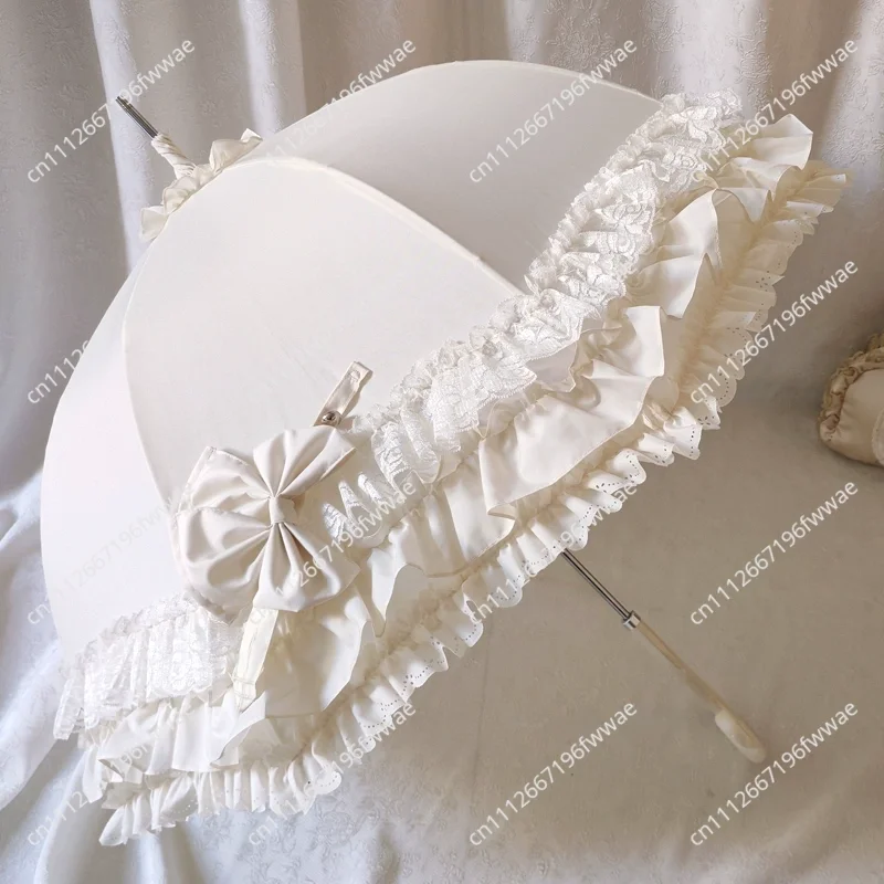 New Birdcage Arch Sun Umbrella Lace Edge Girly Princess Umbrella
