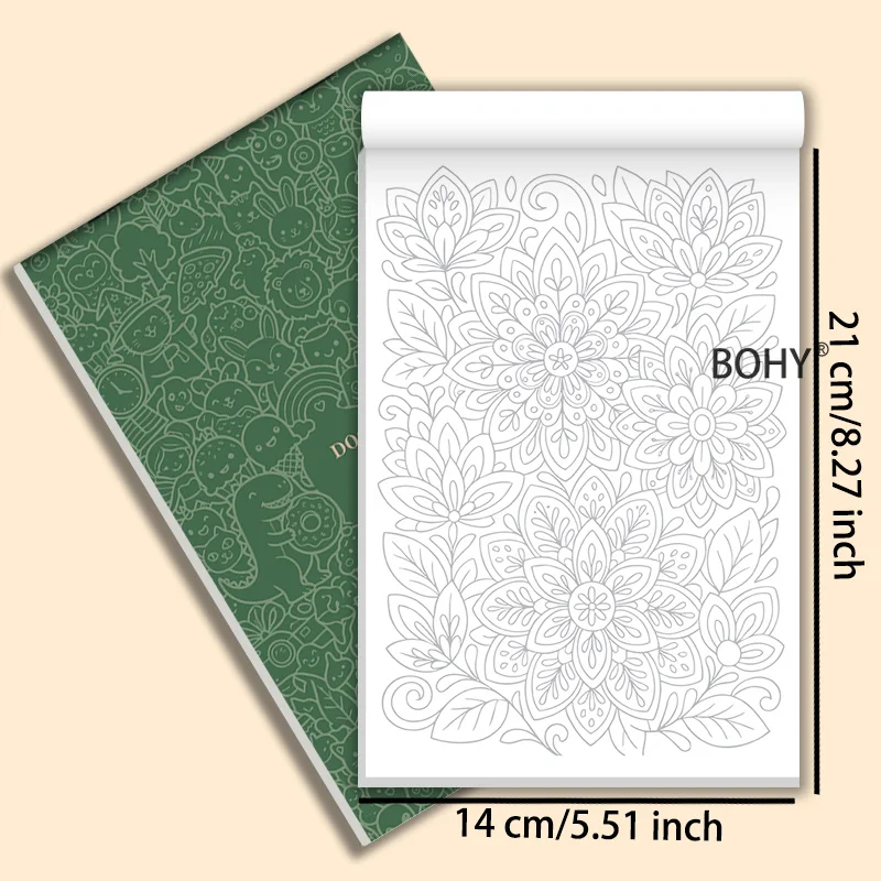 1 Adult Meditation and Stress Relief Graffiti Book, Include Thread Drafts As Retro Rose Flowers/birds in The Forest, 24 Pages