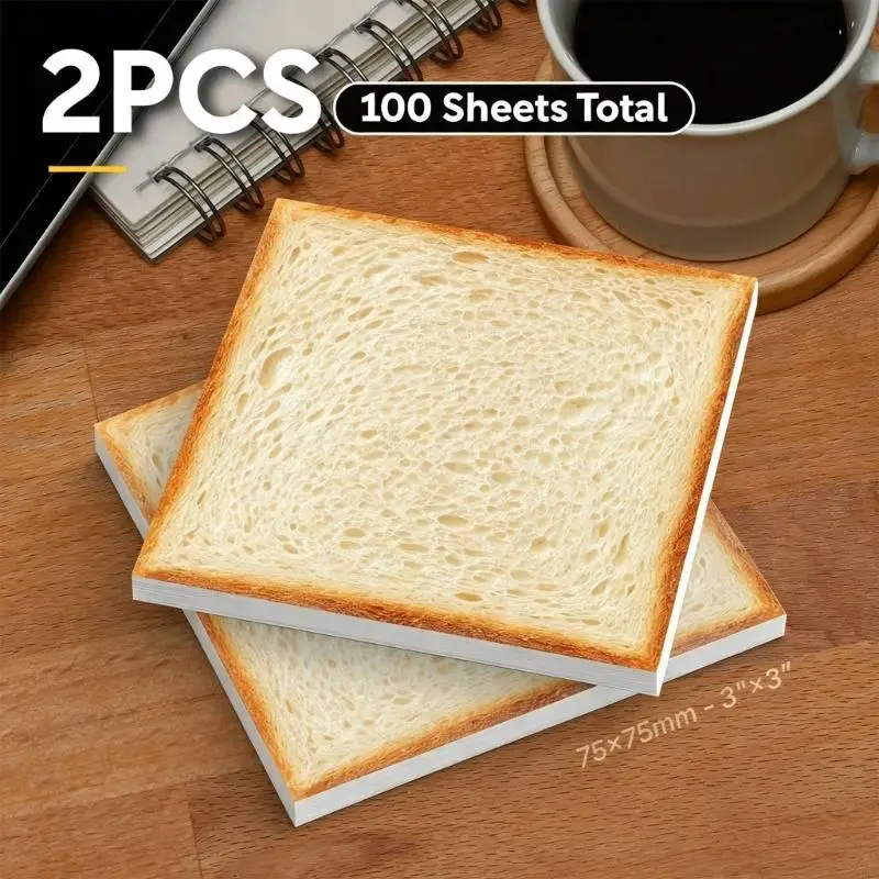 CORA Toasts Inspired Note Pad, 2 Pack Memo Sheets with 50 Pages Each for Office Reminders, Study Note, Message