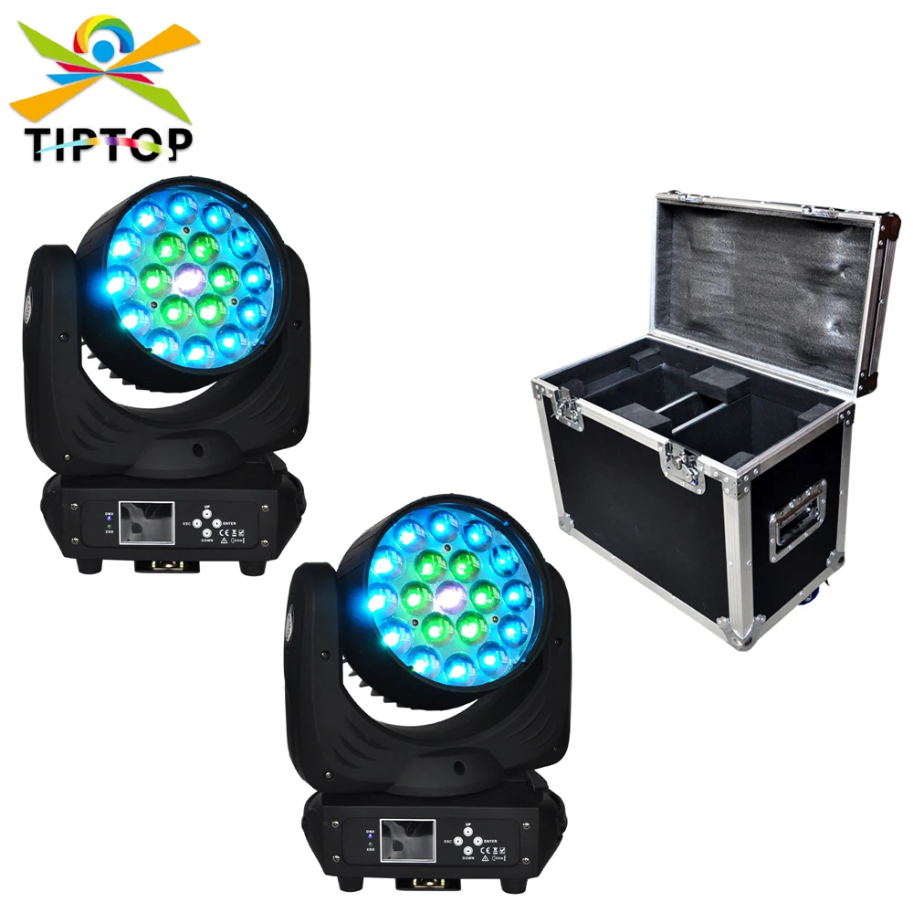 

Flight Case 2in1 Pack 19x15W RGBW Led Moving Head Zoom Spot Wash light DMX Disco Party Club DJ Equipment Stage Effect Light