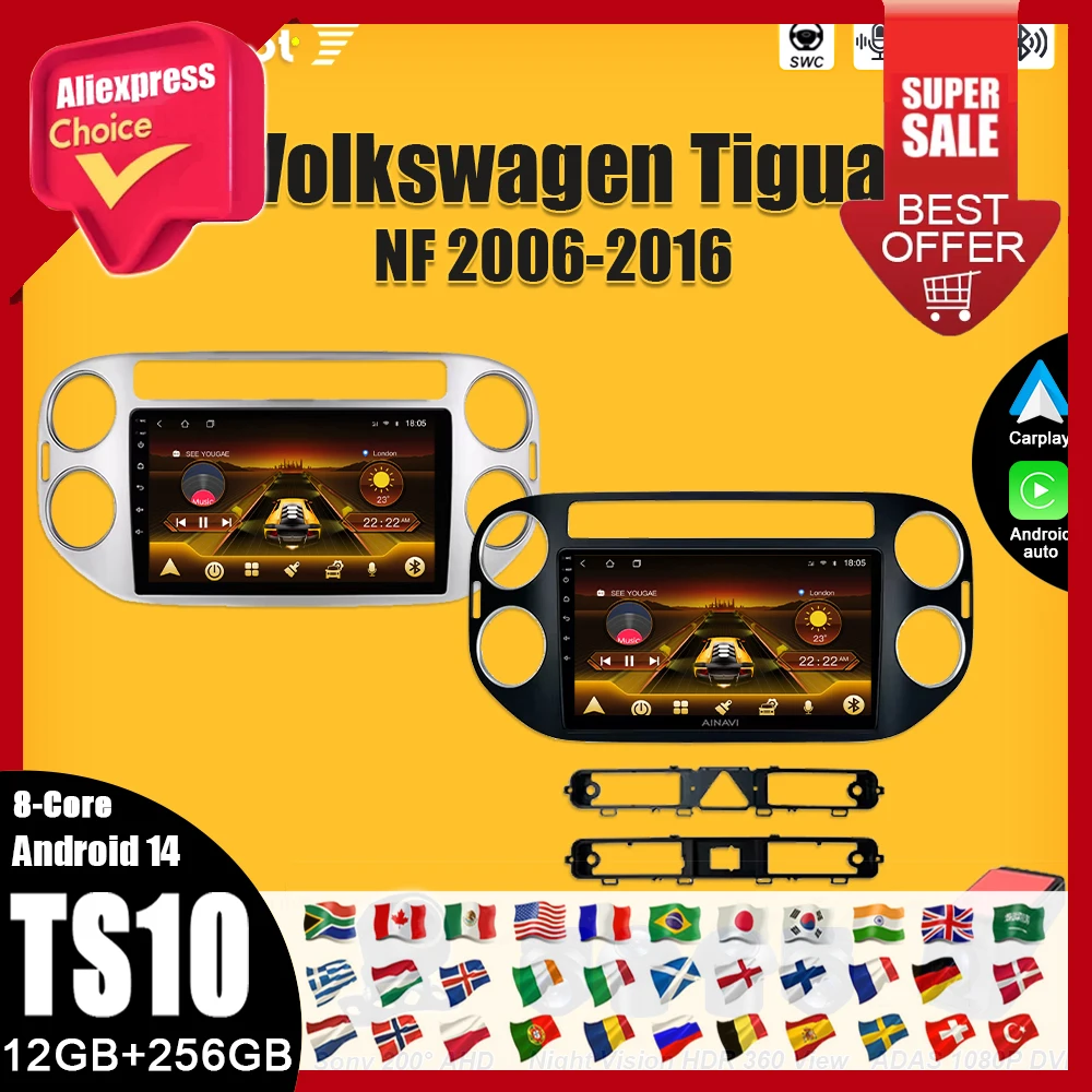 

Android 15 For VW Volkswagen Tiguan 1 NF 2006-2016 Car Radio GPS Navigation Wireless Android Auto Bluetooth Intelligent System