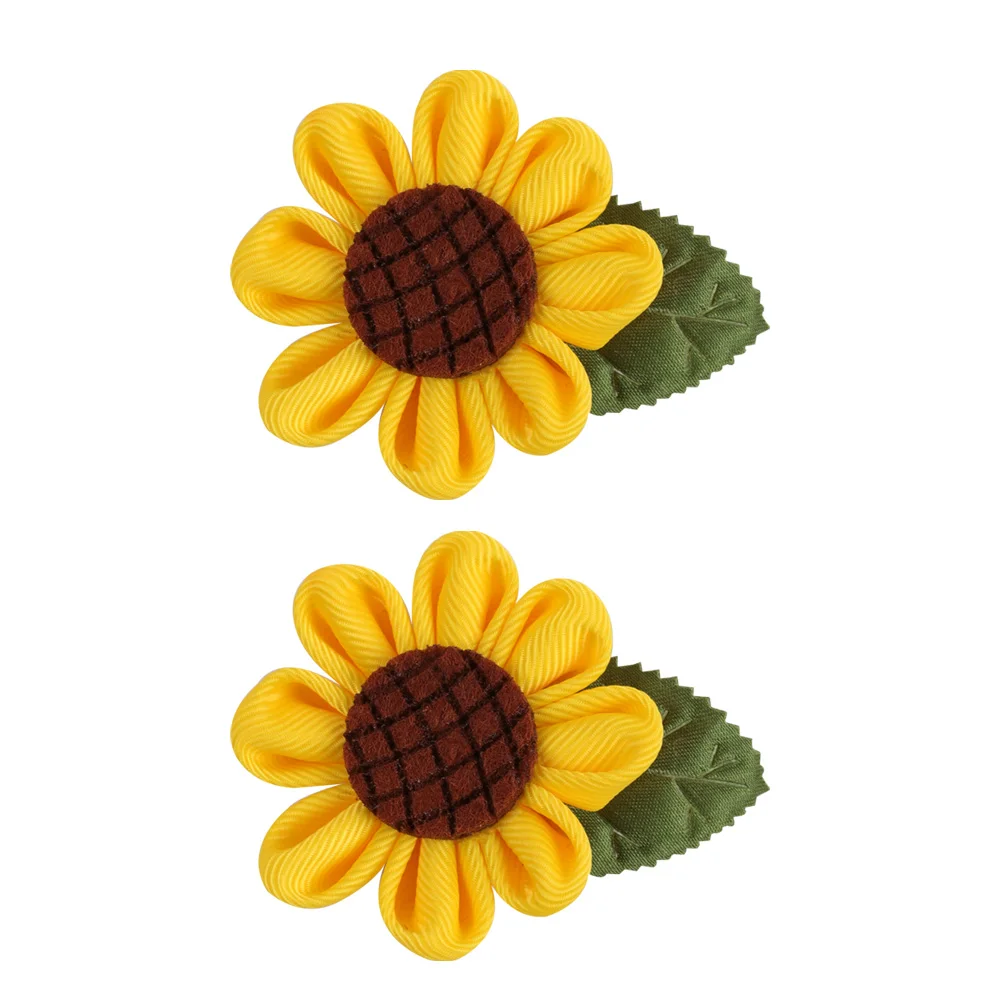 Ncmama-Pinza de pelo de girasol para niña, horquillas y Clips de grogrén, cintas de girasol, accesorios para el cabello, 6x5cm, 8g, 2 uds.