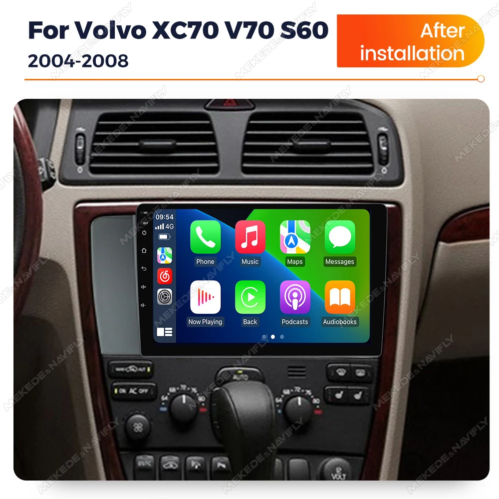 

MEKEDE&NAVIFLY Android 14 Автомобильный стерео Хост-блок для Volvo XC70 V70 S60 2004-2008 интеллектуальная система Carplay 2Din GPS-плеер