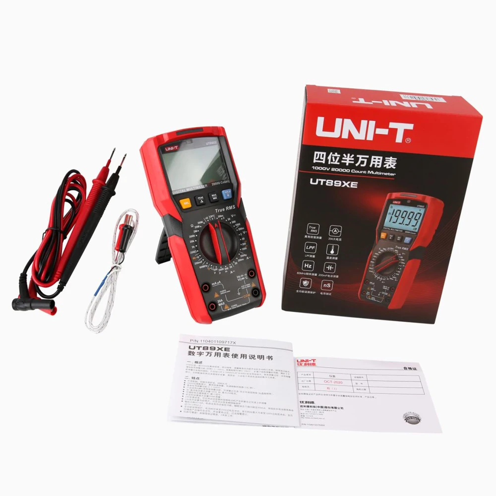 UNI-T UT89XE Digital Multimeter Professional Tester True RMS Manual Range DC AC Voltmeter Ammeter Capacitor Temperature Meter