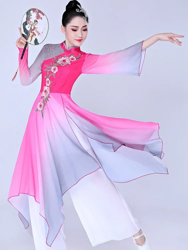 クラシックダンス衣装女性ファンダンスジャスミン Yangko ダンス女性のための中国風ウエストドラムステージ衣装オリエンタルドレス