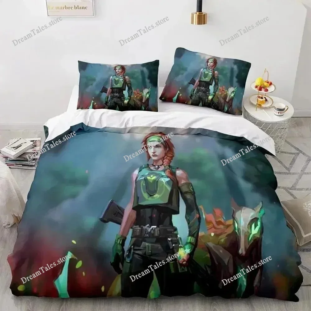 

Game Valorant Neon Bedding Set Boys Girls Twin Queen Size Duvet Cover Pillowcase Bed Kids Adult Fashion Home Textileextile741