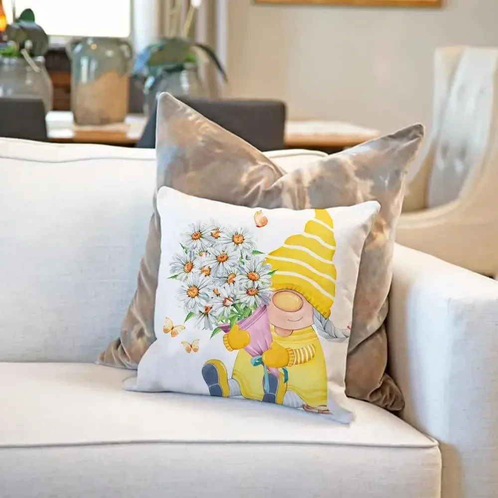 40x40cm Outdoor Yellow Pillowcase Spring and Summer Decoration Cushion Cover Family Decoration Garden Sofa Daisy