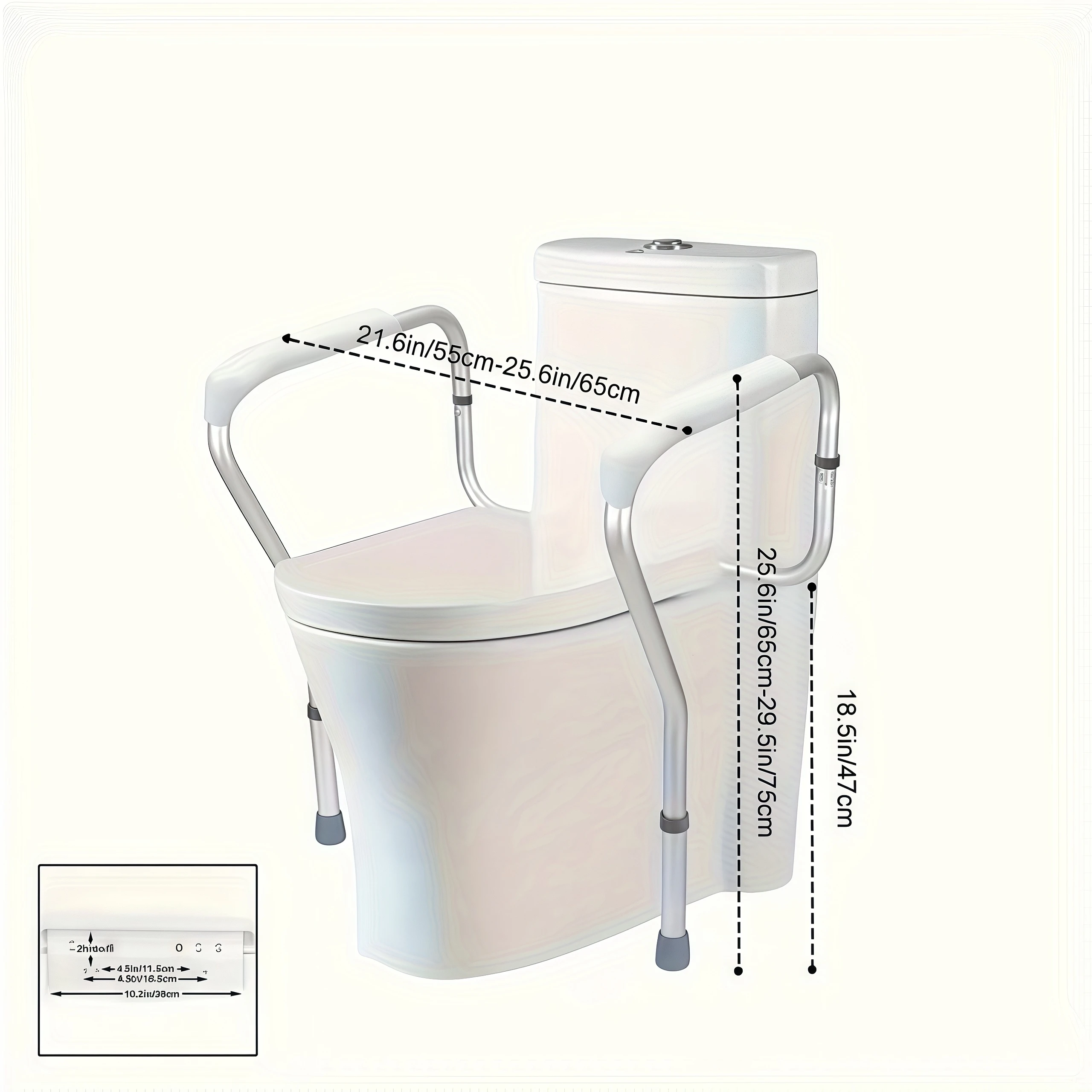 Toilet safety guardrail, adjustable height, made of aluminum alloy, rust-proof, suitable for the elderly and pregnant women, easy to install