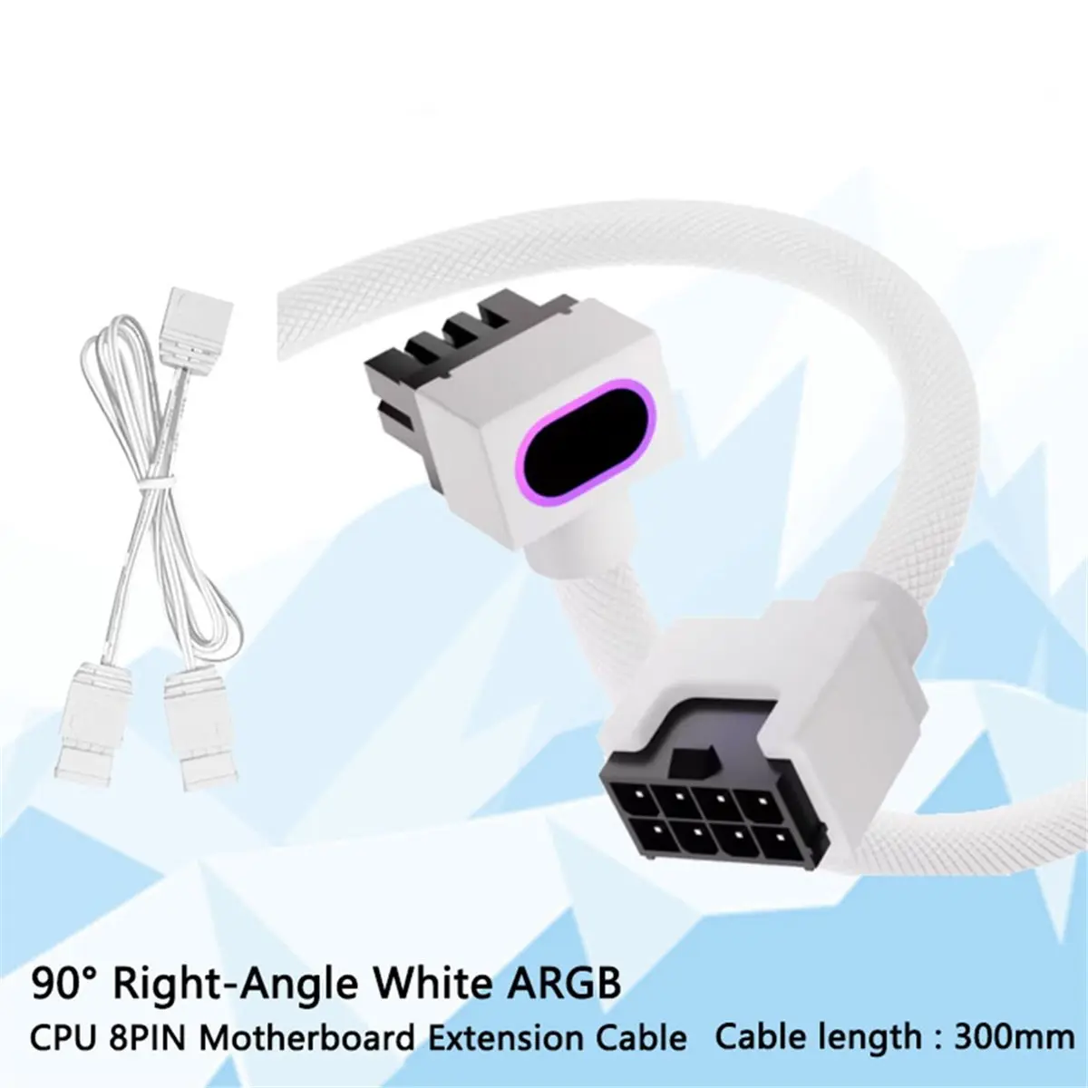 618 Mega Sale 8PIN CPU Power Extension Cable 90 Degree Right Angle Connector for Intel/AMD Motherboard Sync White
