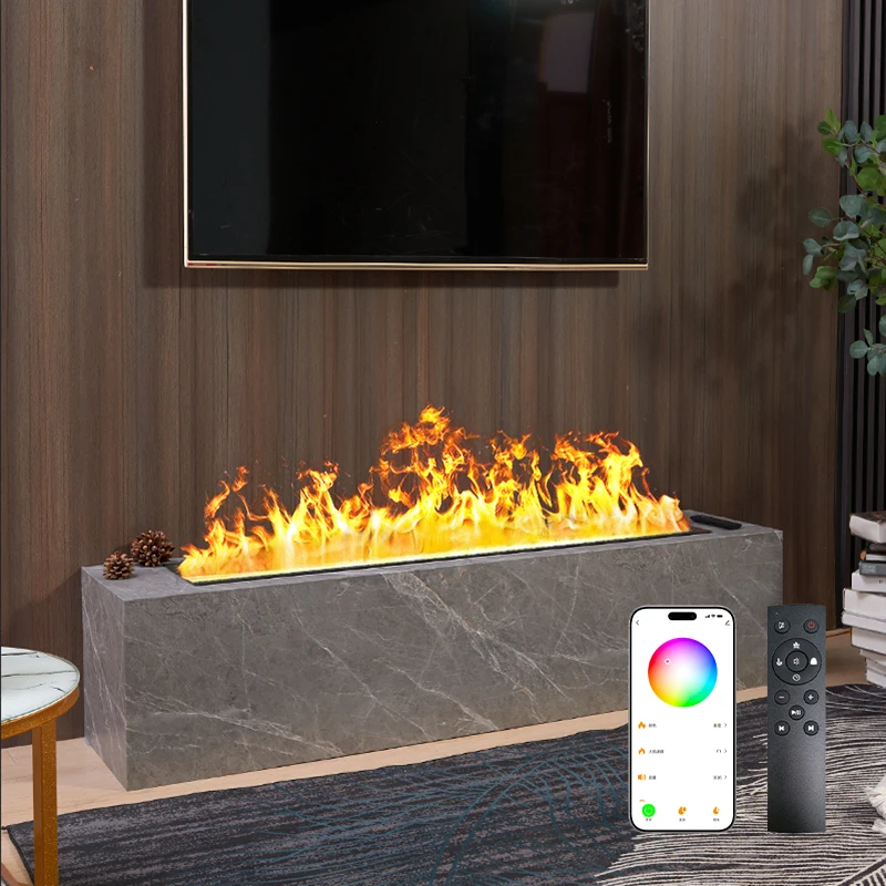Modern Metal Atomizing Electric Fireplace - Simulating Flame Effects for Independent Use in Homes and Hotels