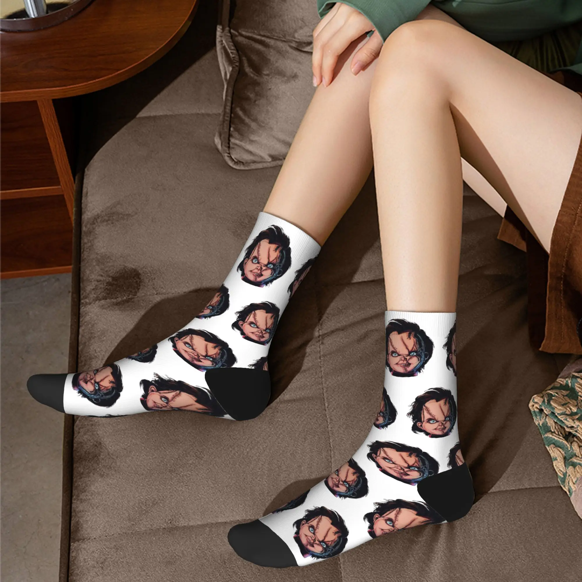 جوارب كاجوال من تشاكي لكرة القدم من البوليستر، جوارب أنبوبية متوسطة للنساء والرجال غير قابلة للانزلاق