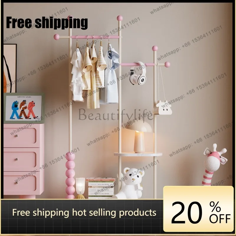 LJY Space Saving Clothes Rack Aesthetic Mobile Unique Wheels Boutique Standing Clothing Racks Bedroom Arara De Roupa Home Furnit