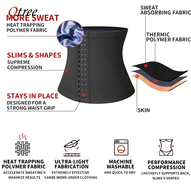 Qtree Mens Abdomen Reducer Fitness Sweat Trimmer Slimming Belt Waist Trainer Belly Cincher Shapewear Corset Sauna Body Shaper