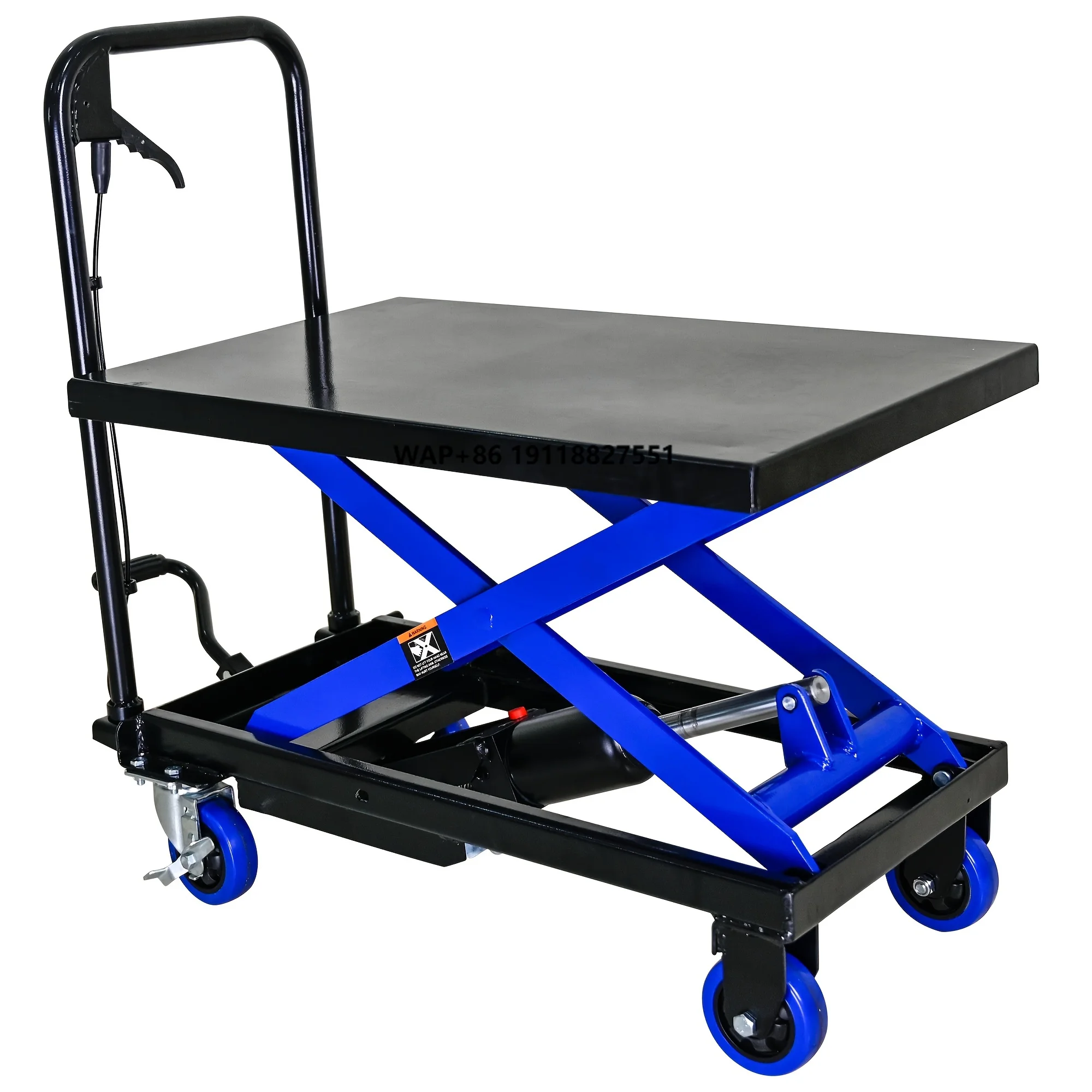 Industrial-grade Hydraulic Lifting Handcart   500-pound Load Capacity Handcart   Height-adjustable Manual Hydraulic Handcart