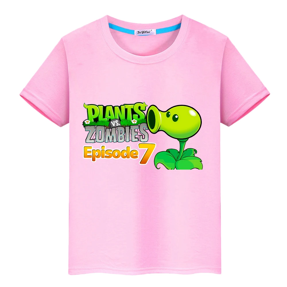 تي شيرت للأطفال الأولاد 10 سنوات 100% نباتات مطبوعة قطنية ضد الزومبي ملابس أنيمي كاواي قصيرة فخر تي شيرت y2k قطعة واحدة ملابس الفتيات