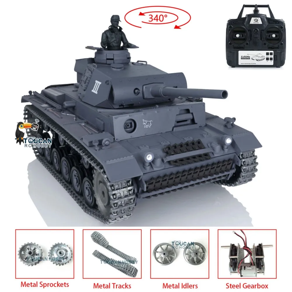 US Stock HENG LONG 1/16 7.0 Upgraded Metal Tracks RC Panzer III L RTR Radio Control Tank 3848 Remote Control Car Panzer - view 6